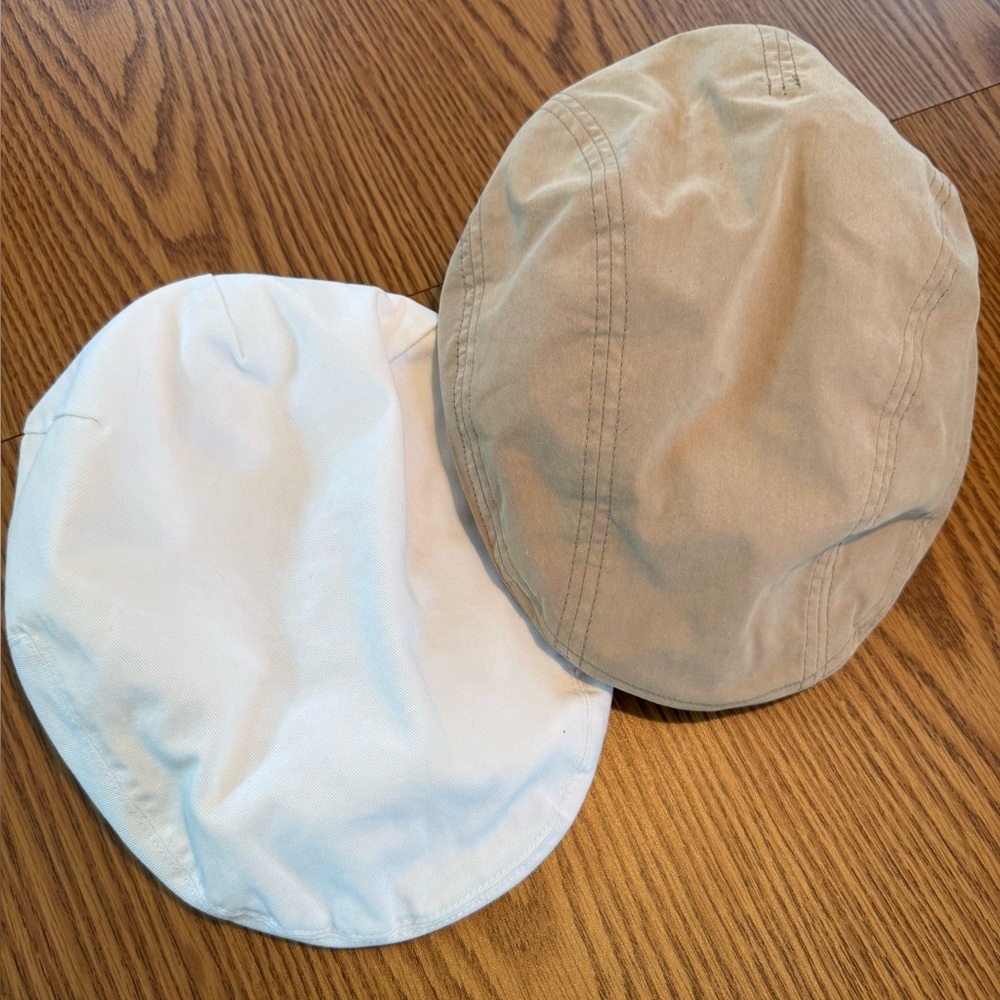 Set of 2 Lids… High Quality 109% Cotton Beige and White Caps - Picture 4 of 16